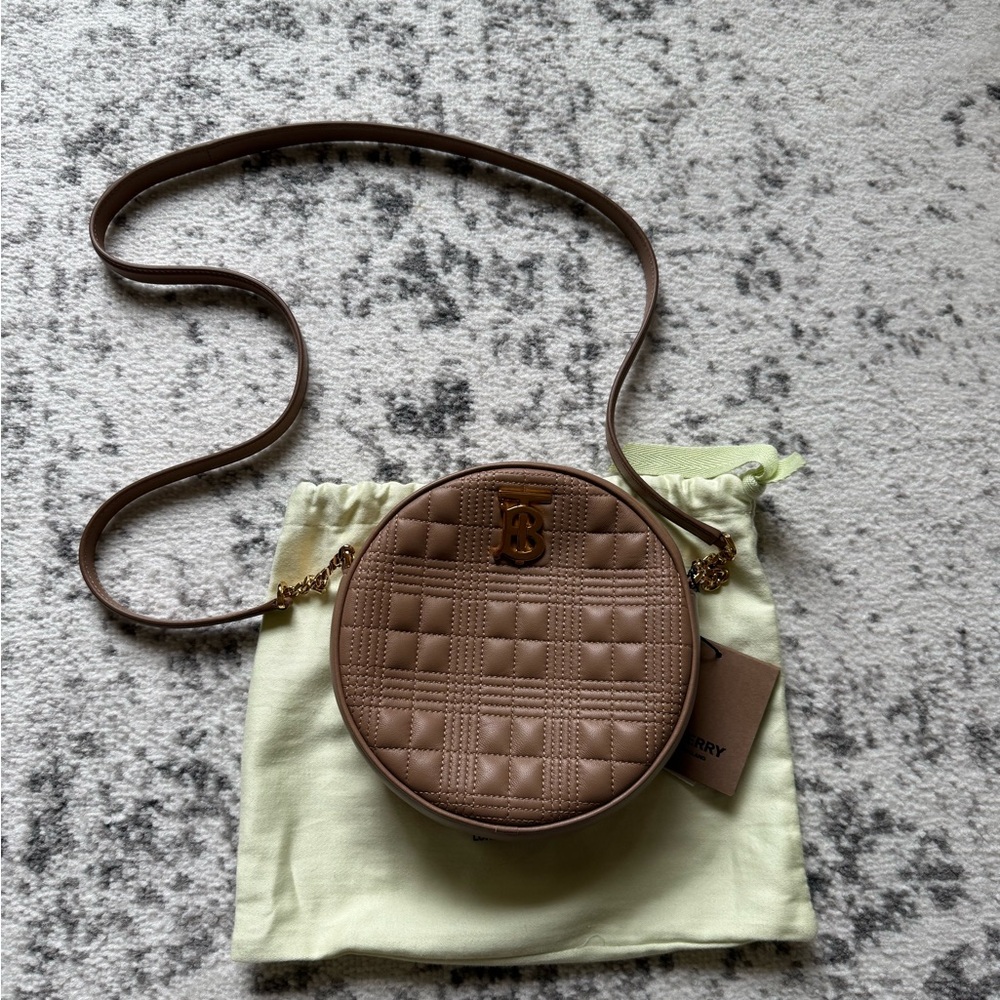 Burberry Tan Quilted Round Crossbody Bag